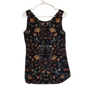 CAbi Legend Blouse Black Abstract Floral Print Women’s ‎ Size Small